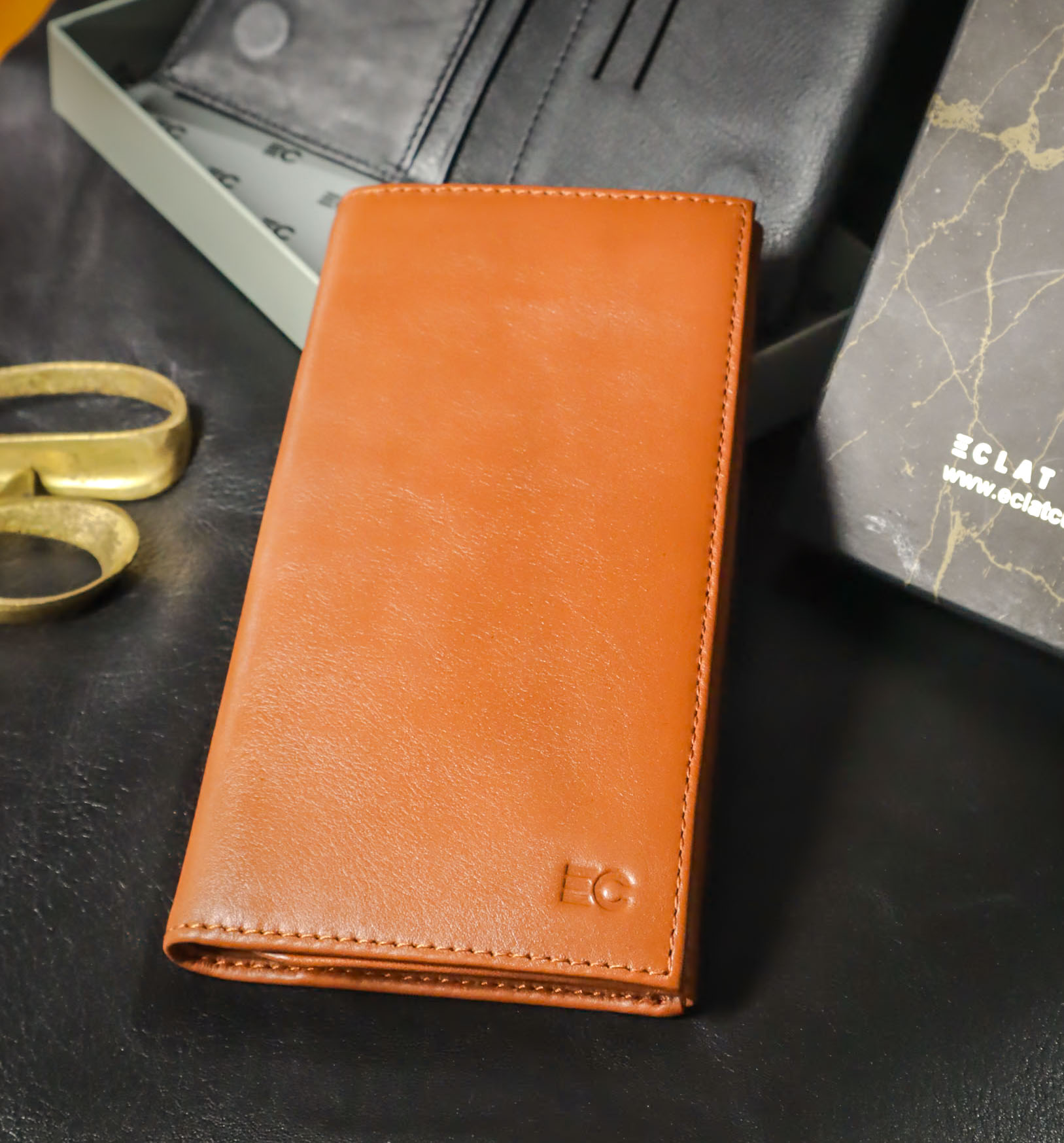 Eclat Cuir L-W02 Long Wallet – Tan & Black